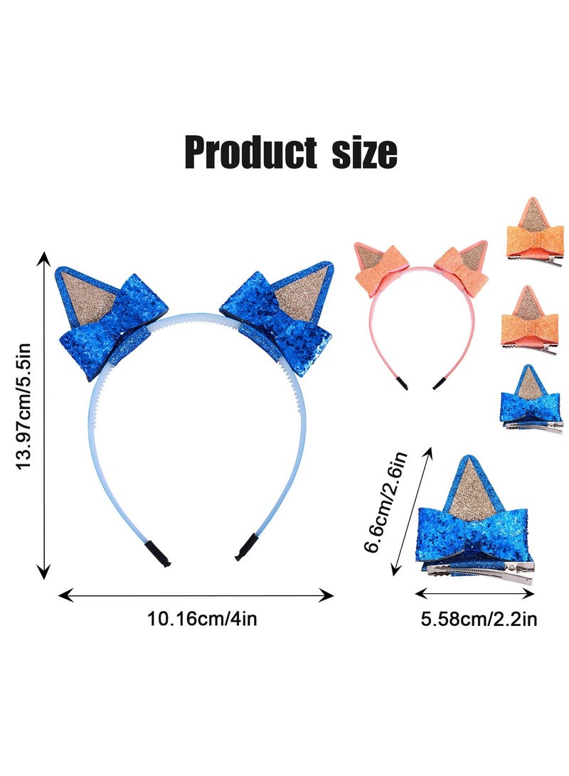 SYOSI 2 Pairs Dog Ears Hair Bow Clips Glitter Headband for Toddler Kids Halloween Costume Accessories Animal Cosplay Birthday Party Supplies - Image 5
