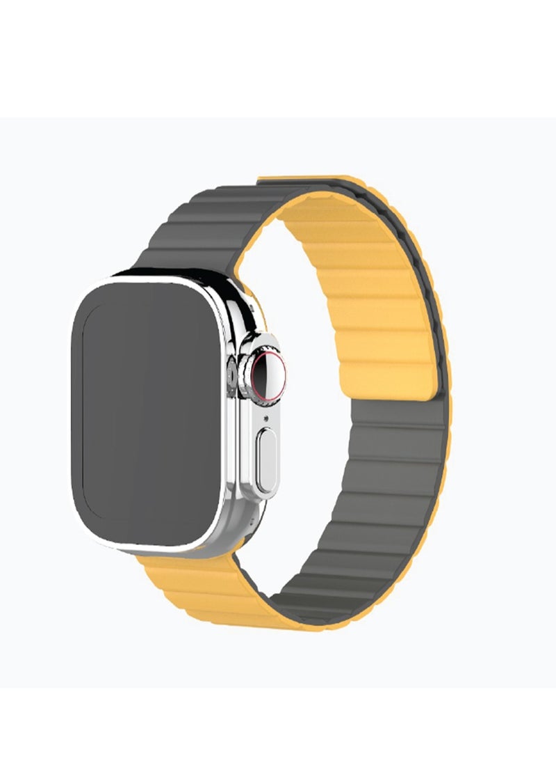 Moxedo Moxedo Dual-Color Magnetic Watch Band Compatible with Apple Watch Series Ultra 2/9/8 Ultra /8/7/6/5/4/3/SE 44/45/49mm - (Grey/Yellow) 