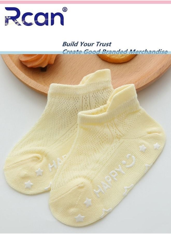 Rcan - 5 Pairs Baby Silicone Non-slip Socks Thin Children Cotton Socks Cartoon Mesh Toddler Floor Socks - Image 1