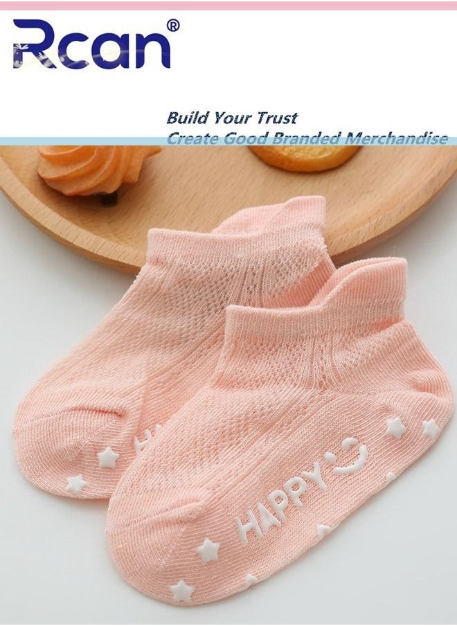 Rcan - 5 Pairs Baby Silicone Non-slip Socks Thin Children Cotton Socks Cartoon Mesh Toddler Floor Socks - Image 1