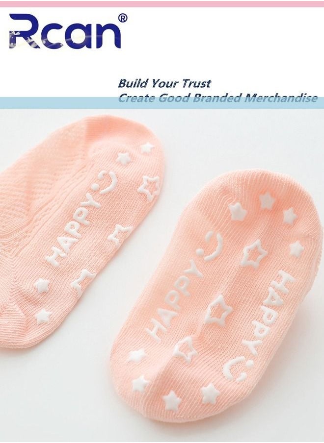 Rcan - 5 Pairs Baby Silicone Non-slip Socks Thin Children Cotton Socks Cartoon Mesh Toddler Floor Socks - Image 1
