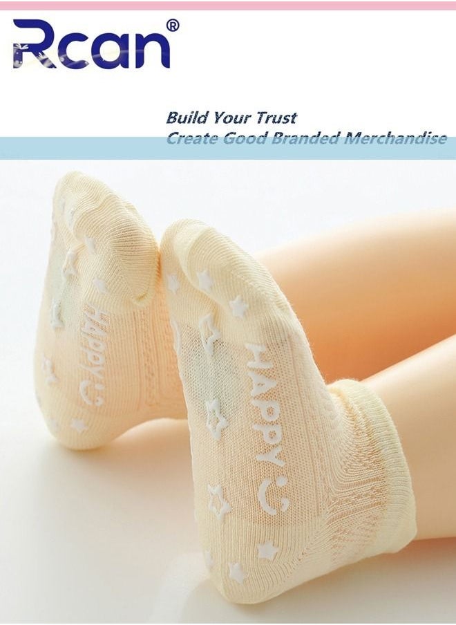 Rcan - 5 Pairs Baby Silicone Non-slip Socks Thin Children Cotton Socks Cartoon Mesh Toddler Floor Socks - Image 1