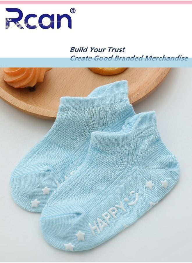 Rcan - 5 Pairs Baby Silicone Non-slip Socks Thin Children Cotton Socks Cartoon Mesh Toddler Floor Socks - Image 1