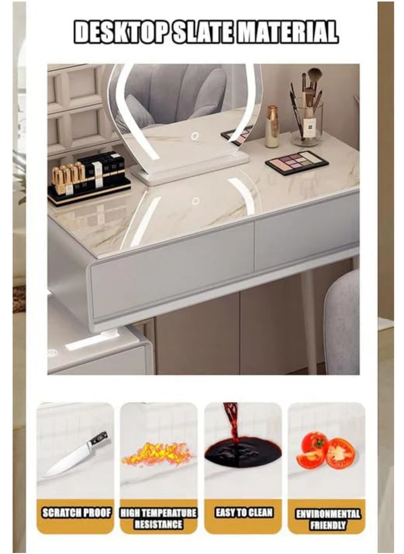 Cool Baby - COOLBABY Smart Vanity Table with LED Mirror, Bluetooth SpeakerWireless Charging - White, Solid Wood - Image 1
