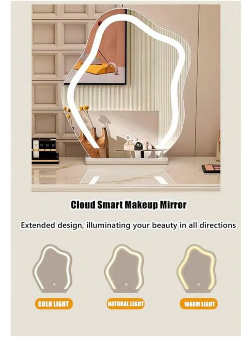 Cool Baby - COOLBABY Smart Vanity Table with LED Mirror, Bluetooth SpeakerWireless Charging - White, Solid Wood - Image 1