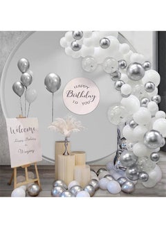 Zeemey 112-pcs Silver White Latex Decorative Balloon Arch Garland Set - Perfect for Graduation Baby Shower Wedding Birthday Bachelorette Party Backdrop Decoration - Suitable for Indoor and Outdoor  - Image 4