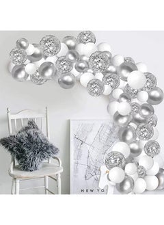 Zeemey 112-pcs Silver White Latex Decorative Balloon Arch Garland Set - Perfect for Graduation Baby Shower Wedding Birthday Bachelorette Party Backdrop Decoration - Suitable for Indoor and Outdoor  - Image 3