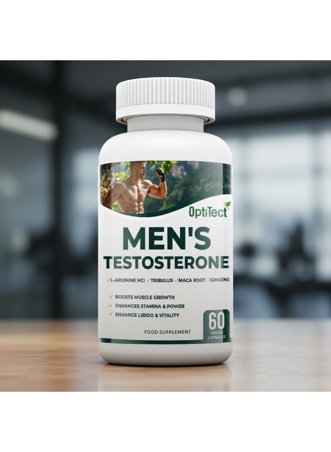 OptiTect Men's Testosterone Booster Capsules, Herbal Blend with Tribulus, Maca Root & Ginseng, Boosts Muscle Growth, Enhances Stamina & Vitality, 60 Veggie Capsules - Image 5