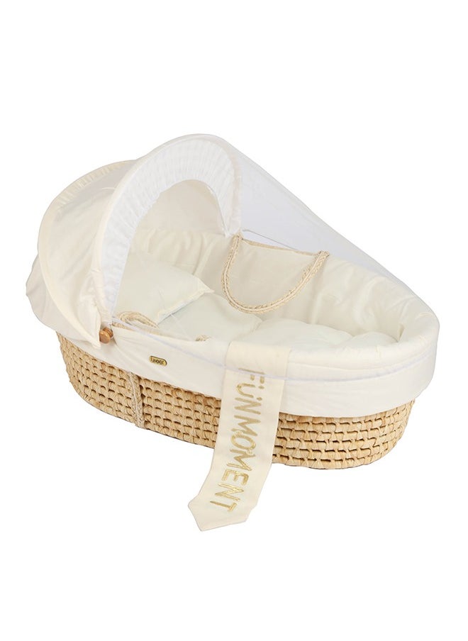 FUN MOMENT Moses Basket Baby Bed with Mosquito Net  - Image 1