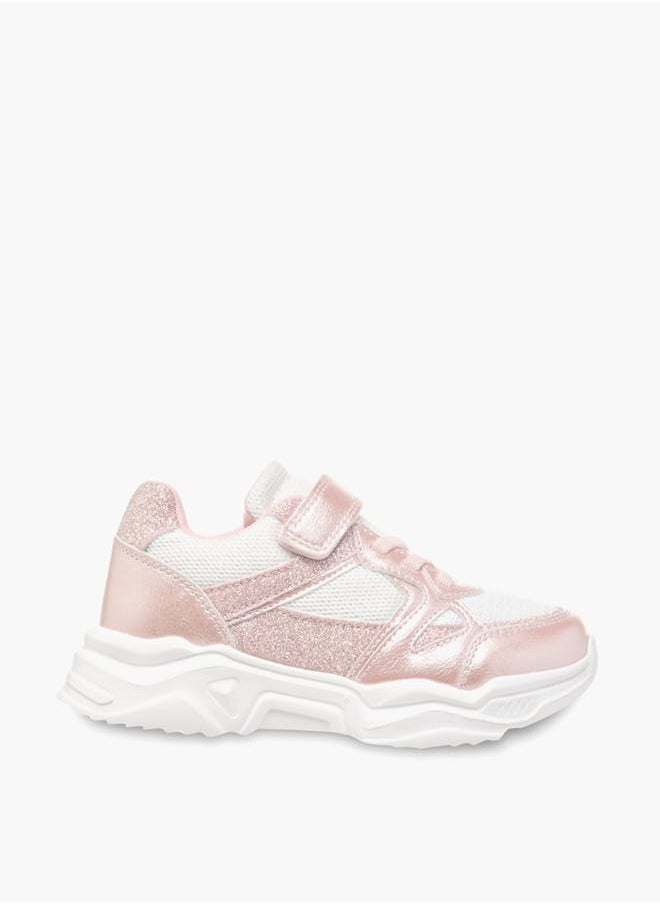 JUNIORS Girls Panelled Chunky Sole Sneakers with Hook and Loop Closure  - Image 3