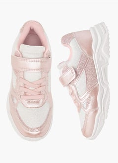 Girls Panelled Chunky Sole Sneakers with Hook and Loop Closure