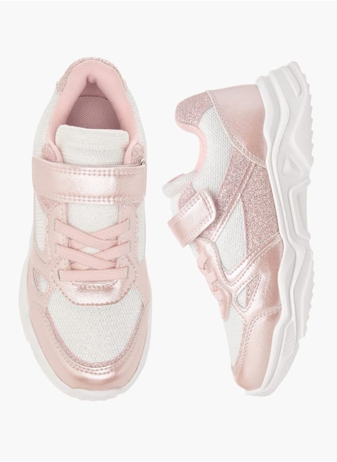 JUNIORS Girls Panelled Chunky Sole Sneakers with Hook and Loop Closure  - Image 1