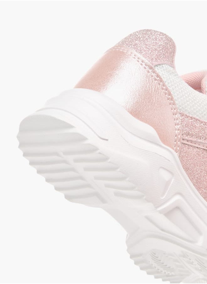 JUNIORS Girls Panelled Chunky Sole Sneakers with Hook and Loop Closure  - Image 4