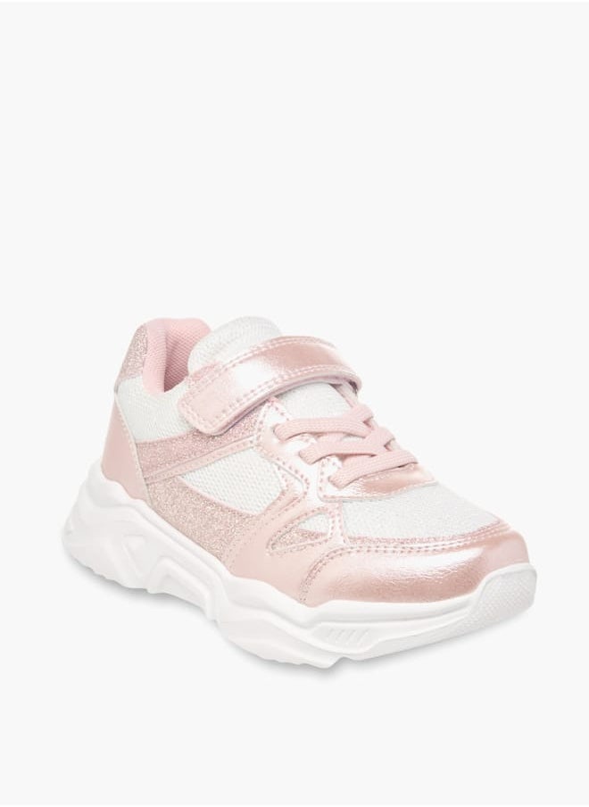 JUNIORS Girls Panelled Chunky Sole Sneakers with Hook and Loop Closure  - Image 2