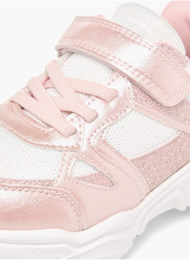 JUNIORS Girls Panelled Chunky Sole Sneakers with Hook and Loop Closure  - Image 5