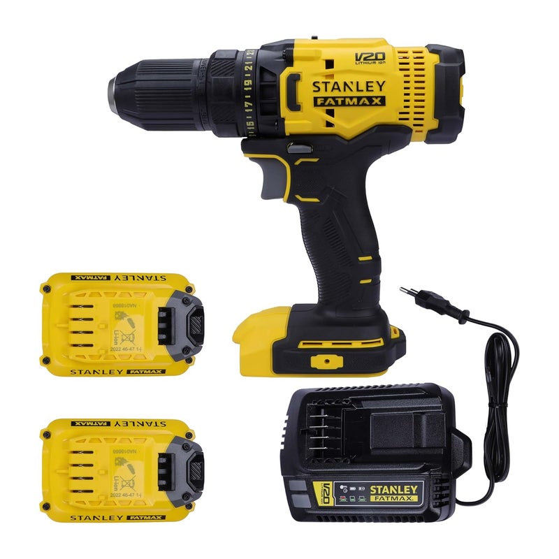 Stanley STANLEY FATMAX SCD700D2KB1 20V 20Ah 13 mm Cordless Brushed Drill Machine Driver With 2x20Ah Liion Batteries and 1pc Charger 2 Speed Gearbox 2 Years Warranty  - Image 2