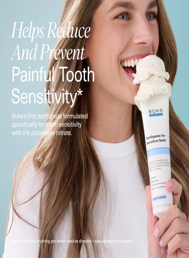 Boka Sensitive Toothpaste - Sensitive Teeth Relief, Fluoride Free, Nano Hydroxyapatite, Potassium Nitrate for Tooth Sensitivity and Protection for Adults - Mint Coconut Cream, 4 Fl Oz, 1 Pk - Image 3