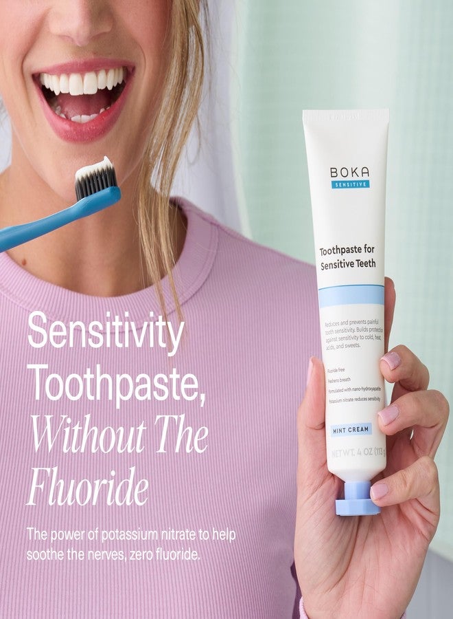 Boka Sensitive Toothpaste - Sensitive Teeth Relief, Fluoride Free, Nano Hydroxyapatite, Potassium Nitrate for Tooth Sensitivity and Protection for Adults - Mint Coconut Cream, 4 Fl Oz, 1 Pk - Image 2