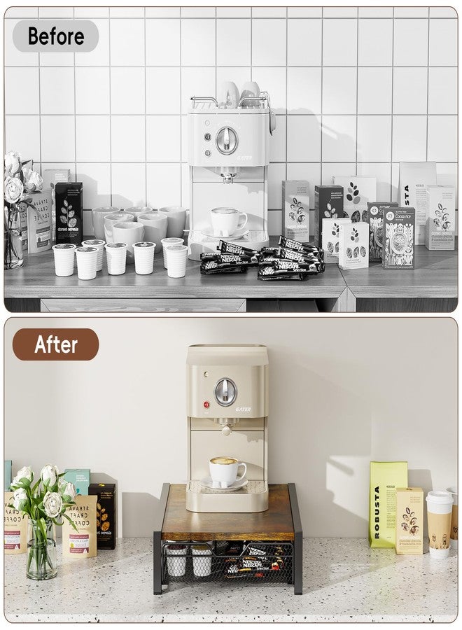 KLM Coffee Pod Holder for Keuring K-Cup,Rustic Brown Counter Storage Organizer with Sliding Drawer,Holds 35 Pods,No Assembly Required. - Image 4