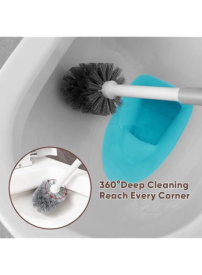 PROMASS promass Toilet Plug and Brush, 2-in-1 Toilet Brush Plug Set with Holder, Bathroom Cleaning Tool Set (White) - Image 3