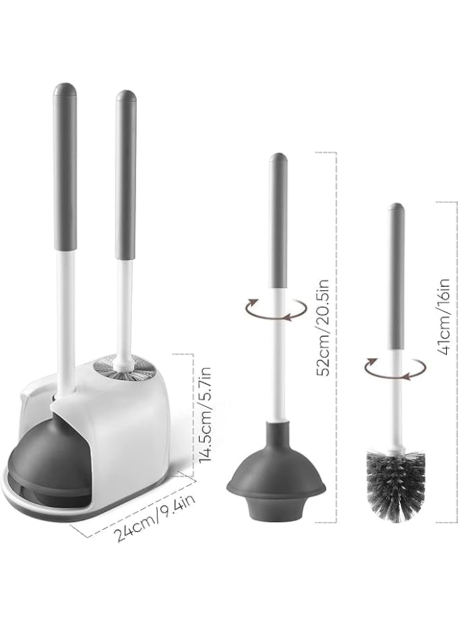 PROMASS promass Toilet Plug and Brush, 2-in-1 Toilet Brush Plug Set with Holder, Bathroom Cleaning Tool Set (White) - Image 2