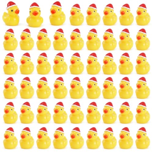 kapeiluo 50Pcs Mini Resin Ducks Mini Christmas Ducks Miniature Duck Figures Ornament for Craft Dollhouse Garden Decoration Home Decorations Christmas Party Favors Gift - Image 1