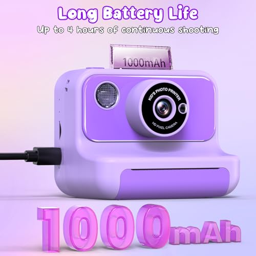 Gofunly Kids Camera Instant Print, Christmas Birthday Gifts for Girls and Boys, 1080P HD Video Digital Kids Camera with 32G Card, Toddler Camera for 3-12 Years Old, Purple - Image 5