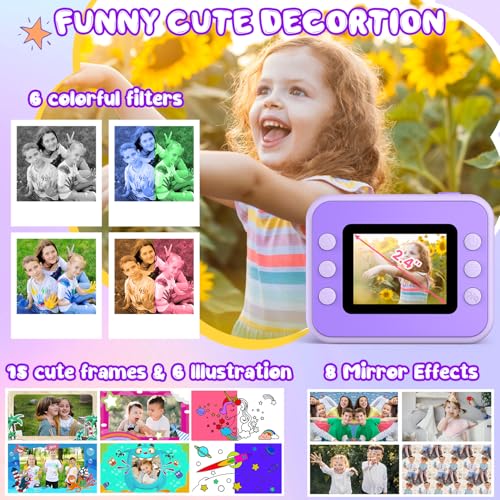 Gofunly Kids Camera Instant Print, Christmas Birthday Gifts for Girls and Boys, 1080P HD Video Digital Kids Camera with 32G Card, Toddler Camera for 3-12 Years Old, Purple - Image 4