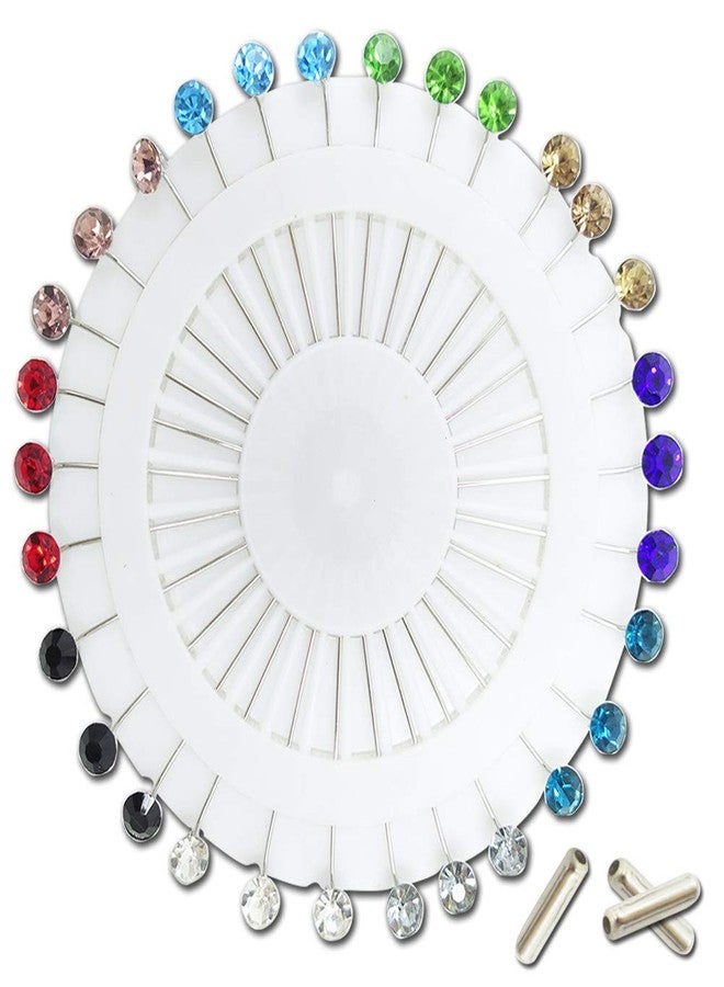 توتاتا دبابيس حجاب بأغطية أمان، 30 قطعة من دبابيس الأوشحة الكريستالية الملونة، للخياطة، مقاومة للتشابك - Image 1