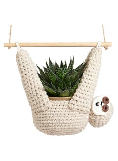 واي آند دي Sloth Crochet Plant Hanger, 5 Inch Holder Indoor Outdoor Hanging for Home Decor, Not Included  - Image 1