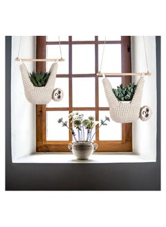 واي آند دي Sloth Crochet Plant Hanger, 5 Inch Holder Indoor Outdoor Hanging for Home Decor, Not Included  - Image 3
