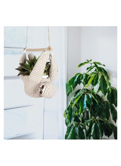 واي آند دي Sloth Crochet Plant Hanger, 5 Inch Holder Indoor Outdoor Hanging for Home Decor, Not Included  - Image 4