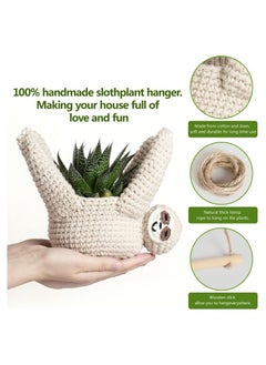 واي آند دي Sloth Crochet Plant Hanger, 5 Inch Holder Indoor Outdoor Hanging for Home Decor, Not Included  - Image 5