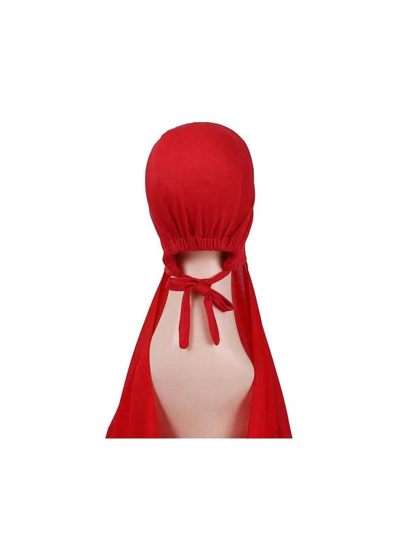1-Piece Women Soft Chiffon Scarves,Solid Color Hijab Muslim Head Scarf,Long Wrap Plain Shawl Decorations Islamic Headscarf,Colour Red - Image 3