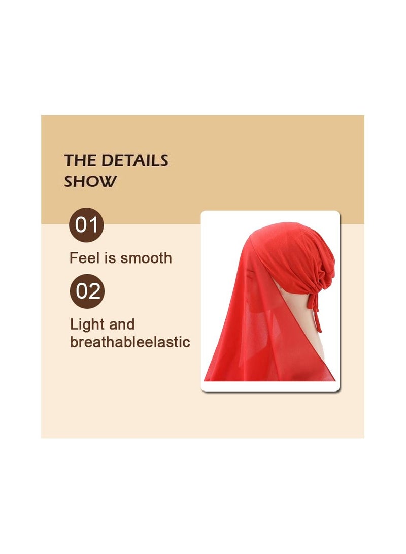 1-Piece Women Soft Chiffon Scarves,Solid Color Hijab Muslim Head Scarf,Long Wrap Plain Shawl Decorations Islamic Headscarf,Colour Red - Image 5