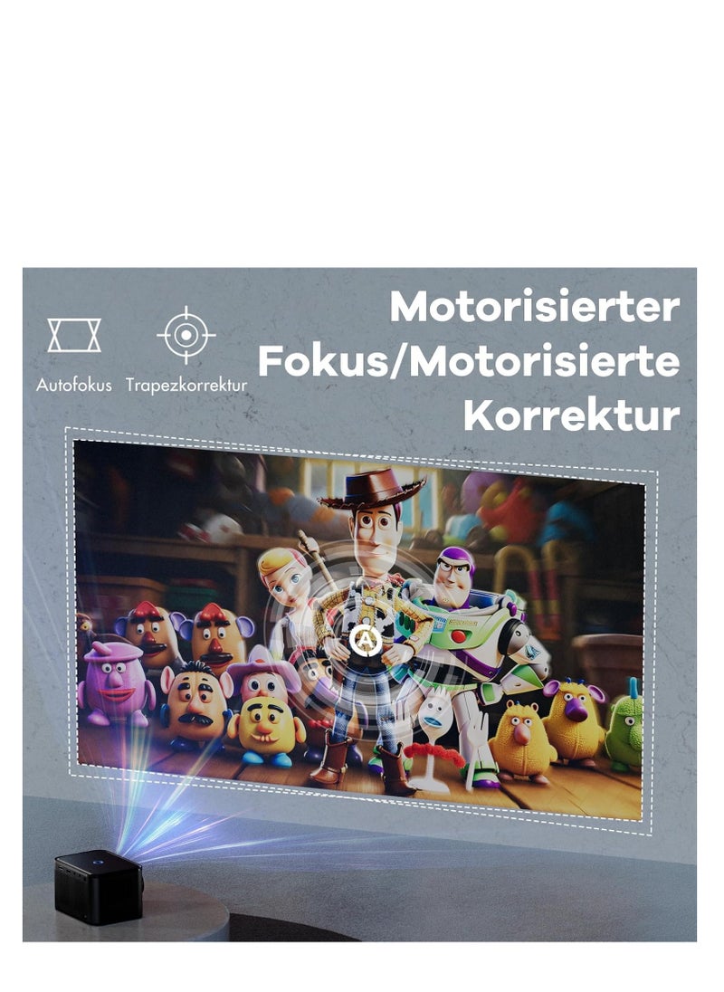 Generic - Smart Projector with Auto Focus, Built-in Android System, Keystone Correction Technology, FHD 1080P Resolution, Wi-Fi 6, Bluetooth Support, 150ANSI Home Cinema, Suitable for Android, iOS, Laptop, Tablet - Image 1