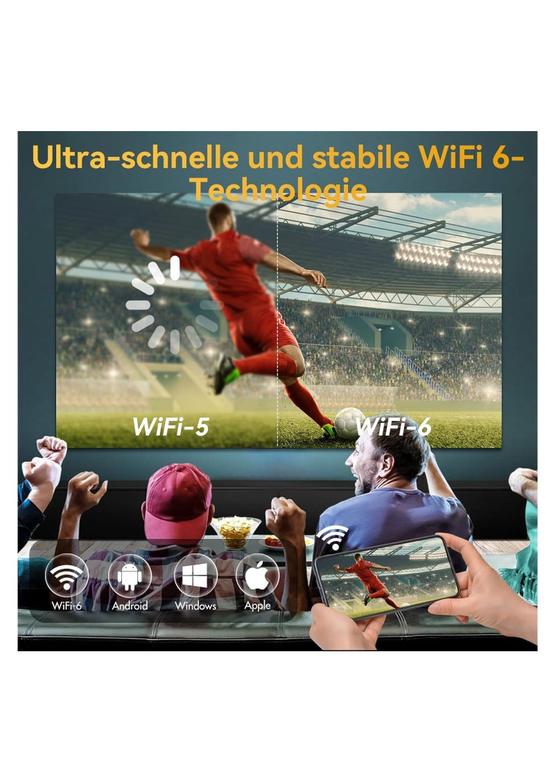 Generic - Smart Projector with Auto Focus, Built-in Android System, Keystone Correction Technology, FHD 1080P Resolution, Wi-Fi 6, Bluetooth Support, 150ANSI Home Cinema, Suitable for Android, iOS, Laptop, Tablet - Image 1