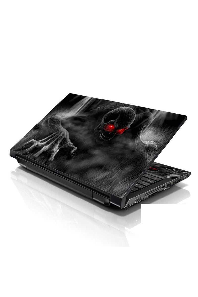 LSS 15 15.6 Inches Laptop Notebook Skin Sticker with 2 Wrist Pads - Reusable Cover Protector Vinyl Sticker Cover Decal Fits 13" - 16" HP Asus Acer Samsung - Dark Ghost Zombie Skull - Image 1