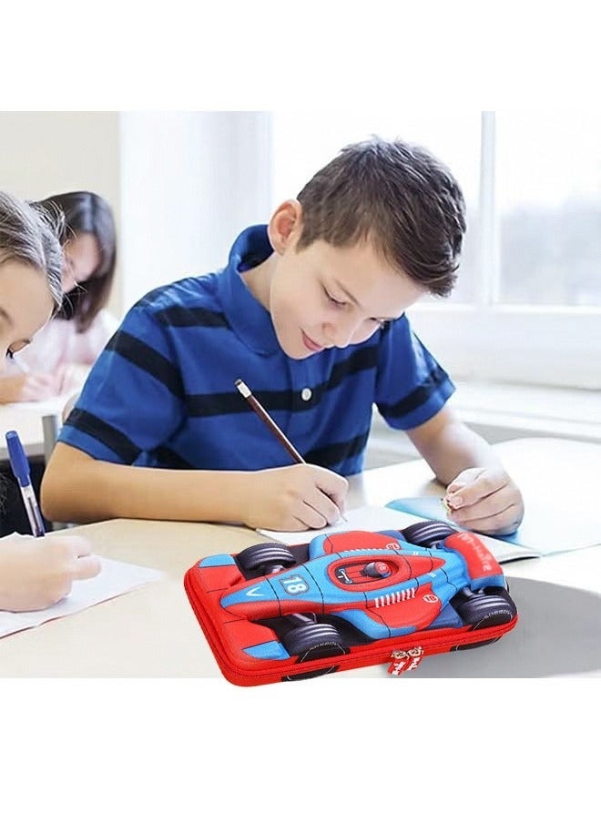 Large Capacity Race Car Pencil Case EVA Pencil Box Pencil Case Storage Box Car Supercar Cartoon PU Pencil Case Stationery Shockproof 3D Large Capacity Suitable for Students and Teenagers 24*14cm - Image 4