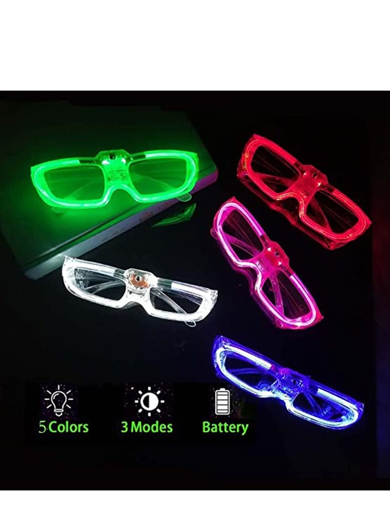 SYOSI Light-Up Led Glasses 8 Pack Heart Shape Toys Party Favors Glow The Dark Supplies Shutter Shades Sunglasses Luminous Neon - Image 3
