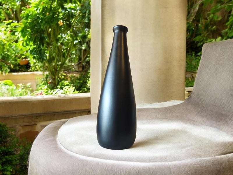 ARTISANS BAZAR Ceramic Black Premium Circular Bottle vaseFlower Vase Money Plant vase for Home Decor Vase for Home Decor Room Decor Items Home Centre Decor Items - Image 1