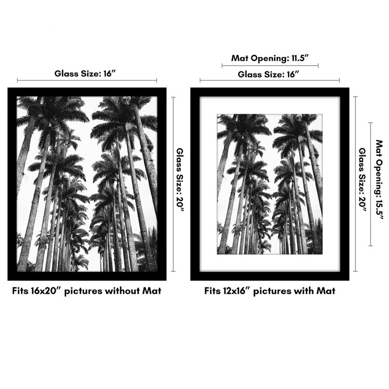 Americanflat 16x20 Picture Frame with Polished Plexiglass - Use as 12x16 Frame with Mat or Display 16x20 Photo Without Mat - Epic Collection - Wide Picture Frames for Wall Display - Black - Image 2