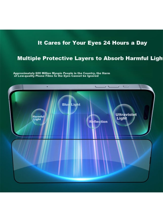 Bosqing Bausch & Lomb Tempered Glass Screen Protector For Apple 16 Plus, Iphone 15 Plus Phone Film, Anti-blue Light Eye Protection Film, Dust-free Installation, Anti-fingerprint Full Coverage Film - Image 3