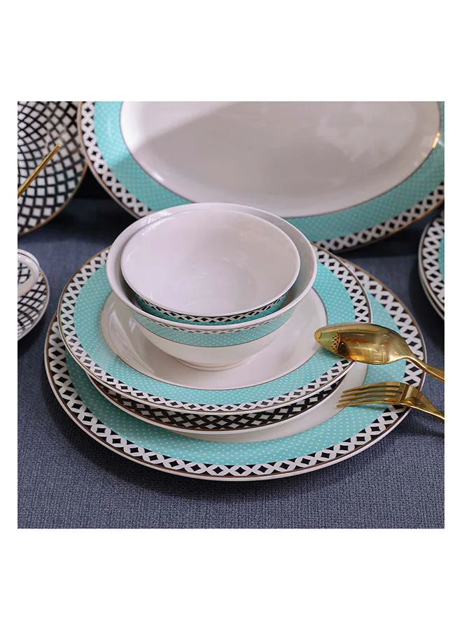DANUBE HOME Bristol 60-Piece New Bone Dinner Set Modern Dinnerware Sets Service For 6 Includes Dinner Plates Soup Plates Salad Bowls And More - Multicolour