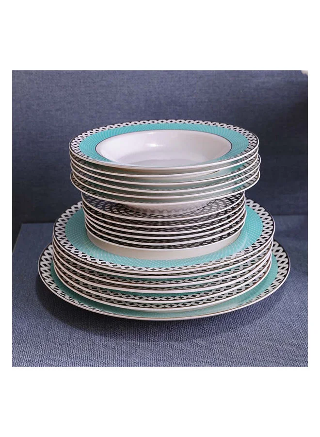 DANUBE HOME Bristol 60-Piece New Bone Dinner Set Modern Dinnerware Sets Service For 6 Includes Dinner Plates Soup Plates Salad Bowls And More - Multicolour