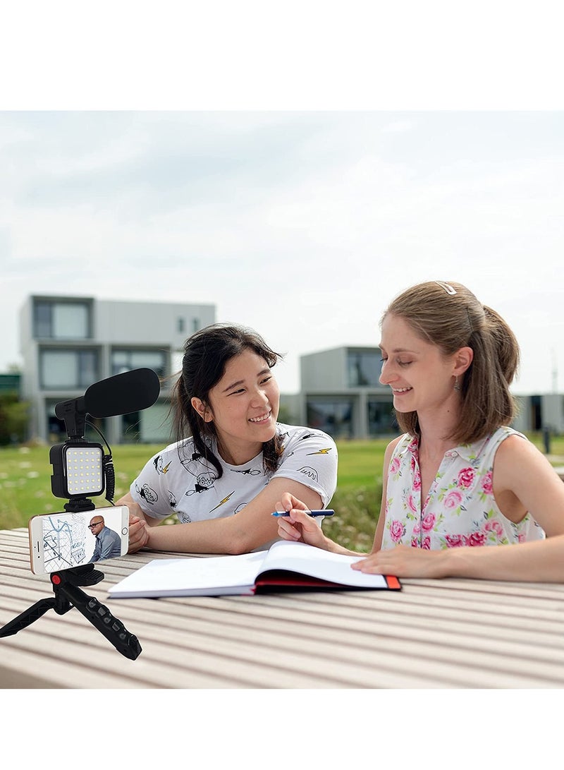 Vlogging Kit for YouTube, with Microphone and Light W64 Phone Tripod,Compatible with iPhone/Smartphone/Cameras - Image 2
