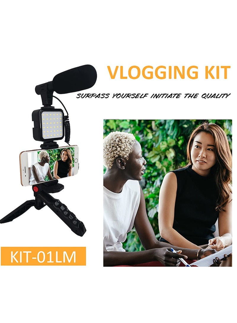 Vlogging Kit for YouTube, with Microphone and Light W64 Phone Tripod,Compatible with iPhone/Smartphone/Cameras - Image 4