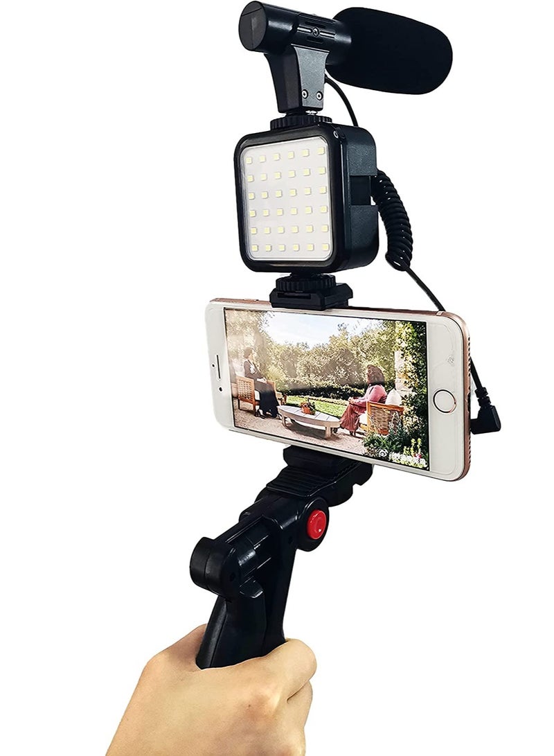 Vlogging Kit for YouTube, with Microphone and Light W64 Phone Tripod,Compatible with iPhone/Smartphone/Cameras - Image 3