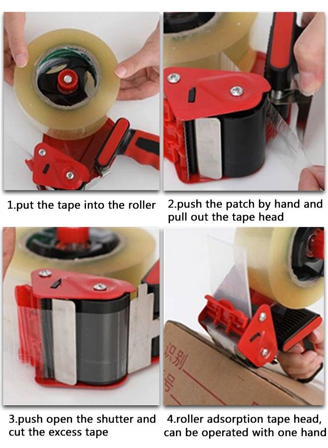 وهاواي Packaging Tape Dispenser  for 5cm Wide Packing Tape, 76mm Core for Carton, Packaging and Box Sealing, Silicone Handle Red - Image 4