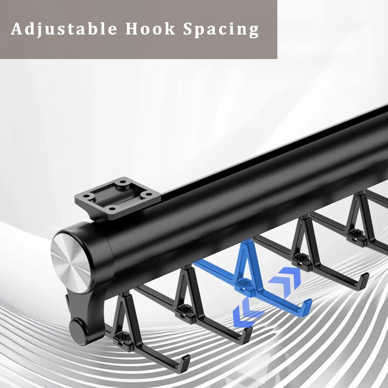 MAFAGE Extendable Clothes Rail for Wardrobe, Aluminium Alloy Robust Adjustable Clothes Rail Cupboard, Save Space (Black, Improved Version 342 cm) - Image 5